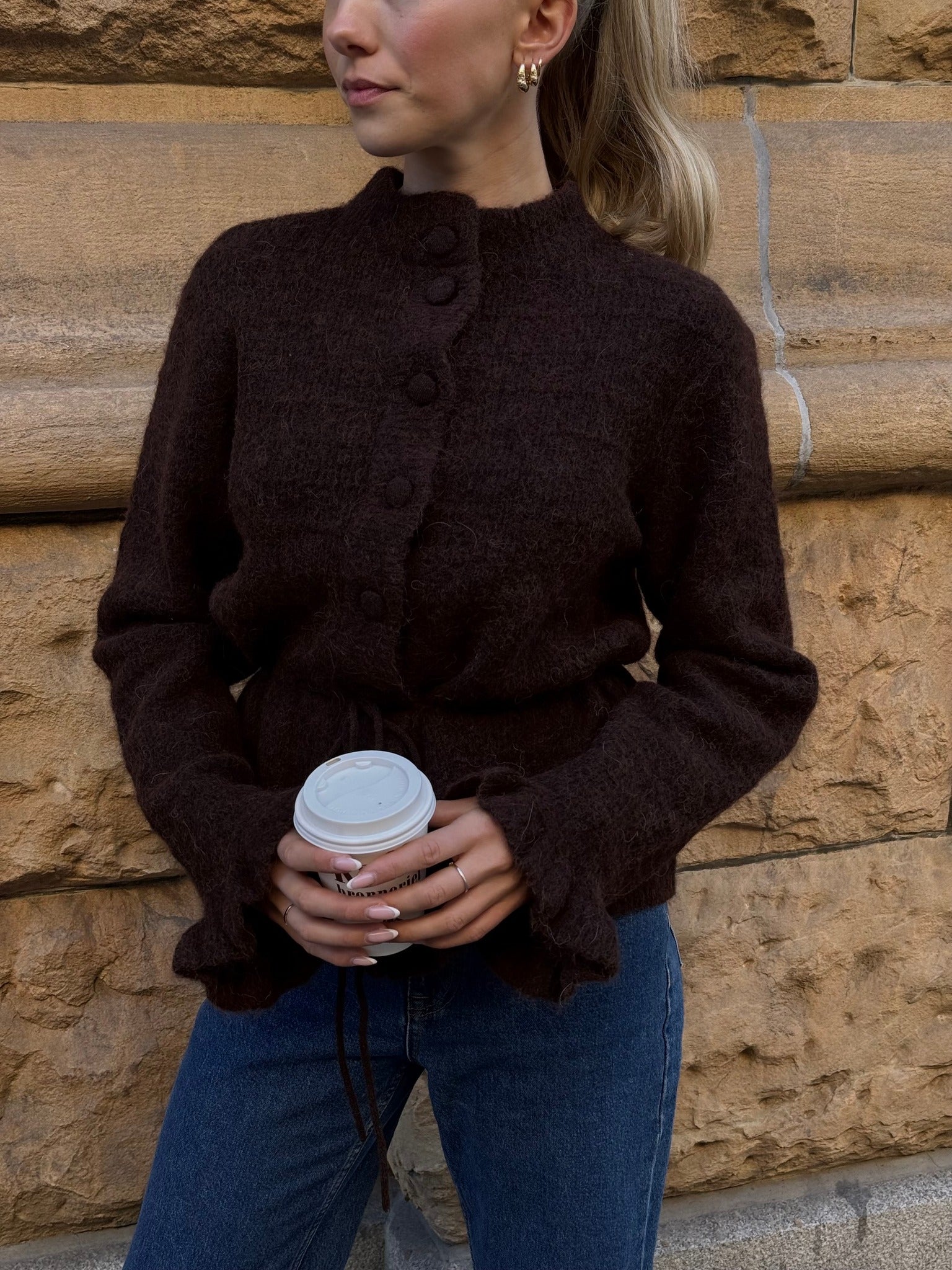 YASTHELLIS Knit Cardigan - Hot Fudge